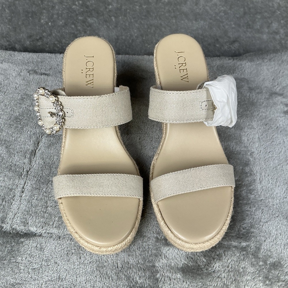 J.Crew Women's US 6 Gold/Tan Platform Espadrille Wedge Sandals New W/O Box